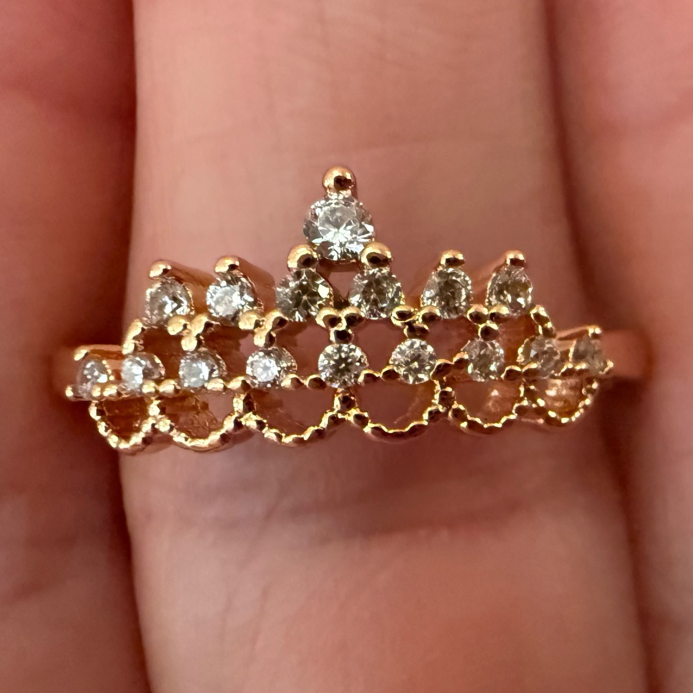 18K Rose Gold Plated Crown Ring